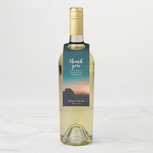 Galaxy Night Sky Sterren Berg Zonsopgang Bruiloft Flessenhanger (Op fles)