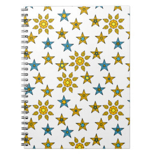 Galaxy Oranje en Blauwe Zon en Sterren Pareltjes Notitieboek