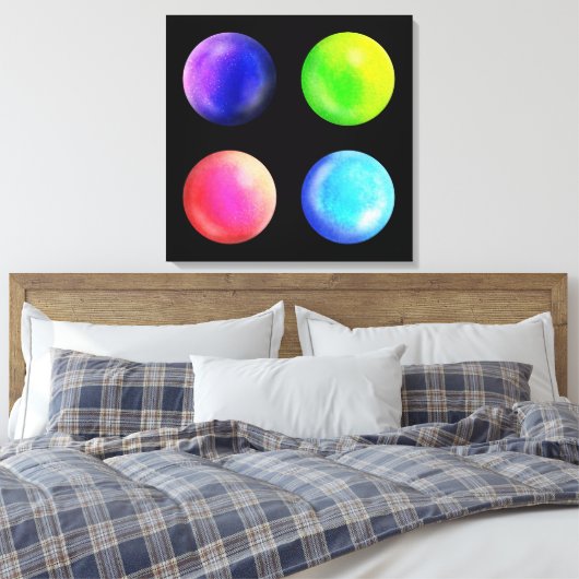 Galaxy Orb Quartet - Vierkant Canvas Print (Insitu (Slaapkamer))