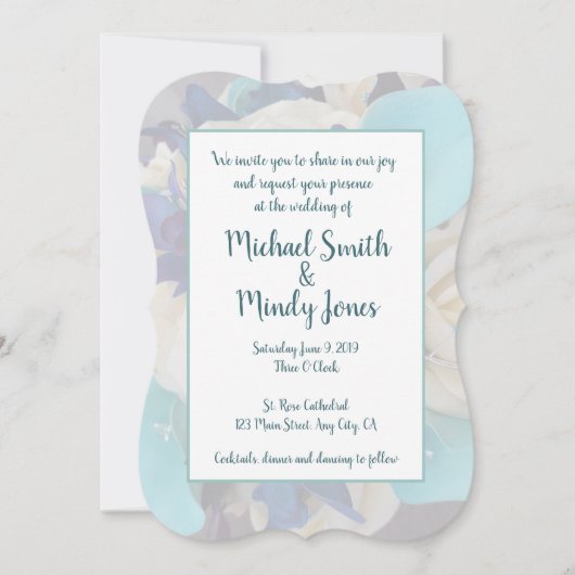 Galaxy Orchid Ivoor roos en blauwgroen bruiloft Kaart (Voorkant)