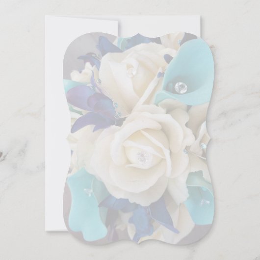Galaxy Orchid Ivoor roos en blauwgroen bruiloft Kaart (Achterkant)