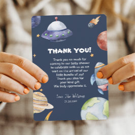 Galaxy Outer Space Boy Baby shower Dank je Kaart