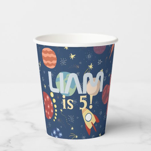 Galaxy Outer Space Kind is jarig Papieren Bekers (Achterkant)