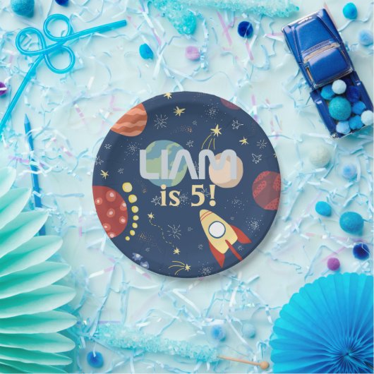 Galaxy Outer Space Kind's Verjaardagspapier Bord (Feest)