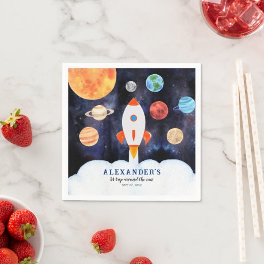 Galaxy Outer Space Planets Rocket Kids Verjaardag Servet (Insitu)
