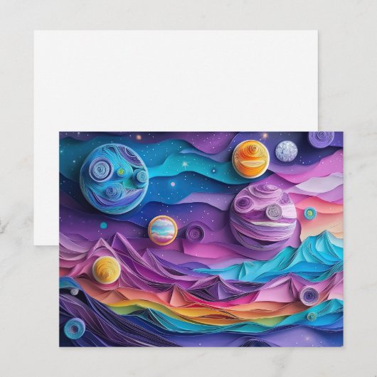 Galaxy Outer Space Sterren Planeten Abstract Fun Briefkaart (Voorkant / Achterkant)