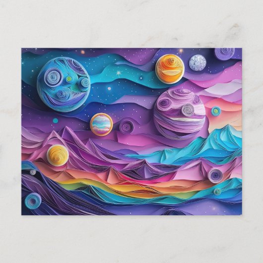 Galaxy Outer Space Sterren Planeten Abstract Fun Briefkaart (Voorkant)