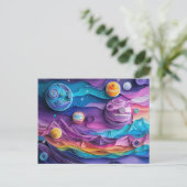 Galaxy Outer Space Sterren Planeten Abstract Fun Briefkaart (Staand voorkant)