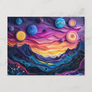 Galaxy Outer Space Sterren Planeten Abstract Fun Briefkaart