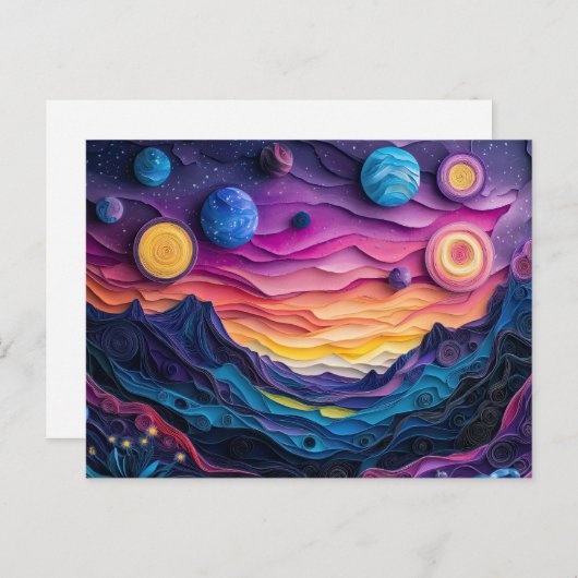 Galaxy Outer Space Sterren Planeten Abstract Fun Briefkaart (Voorkant / Achterkant)