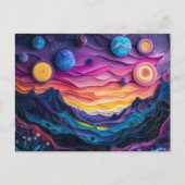 Galaxy Outer Space Sterren Planeten Abstract Fun Briefkaart (Voorkant)