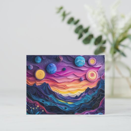 Galaxy Outer Space Sterren Planeten Abstract Fun Briefkaart (Staand voorkant)
