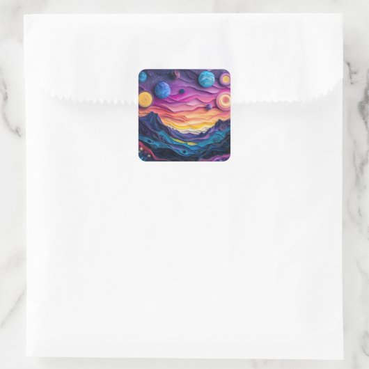 Galaxy Outer Space Sterren Planeten Abstract Fun Vierkante Sticker (Tas)