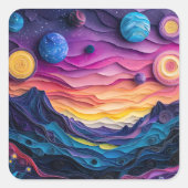Galaxy Outer Space Sterren Planeten Abstract Fun Vierkante Sticker (Voorkant)