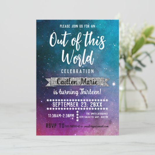 Galaxy Outer Space Tiener Verjaardag Kaart (Staand voorkant)