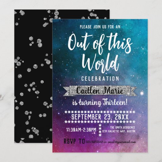 Galaxy Outer Space Tiener Verjaardag Kaart (Voorkant / Achterkant)