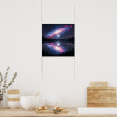 Galaxy Over Moonlit Lake with Cosmic Reflection Poster (Keuken)