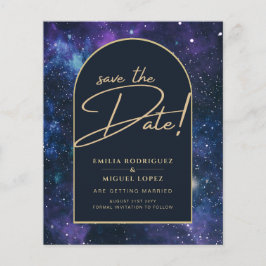 Galaxy Paarse Blue Sterrennacht Wedding Save Date Flyer