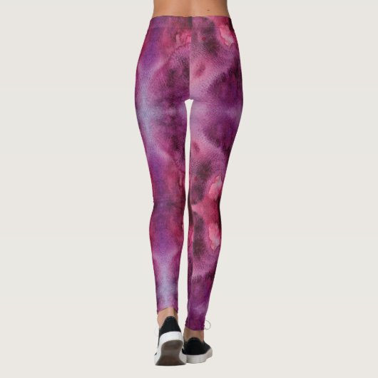 Galaxy Paarse en rode Waterverf Leggings (Achterkant)
