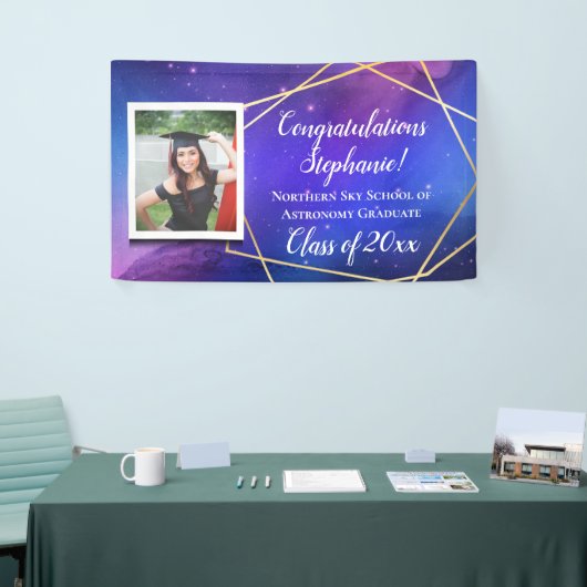 Galaxy Paarse foto Afstuderen Banner Sign (Beurs)