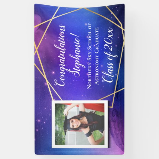 Galaxy Paarse foto Afstuderen Banner Sign (Verticaal)
