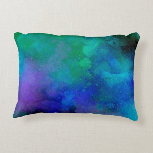 Galaxy Paint Splatter effect Groen Blauw Accent Kussen (Achterkant)