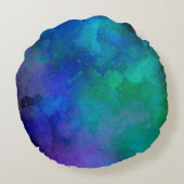 Galaxy Paint Splatter effect Groen Blauw Rond Kussen (Achterkant)