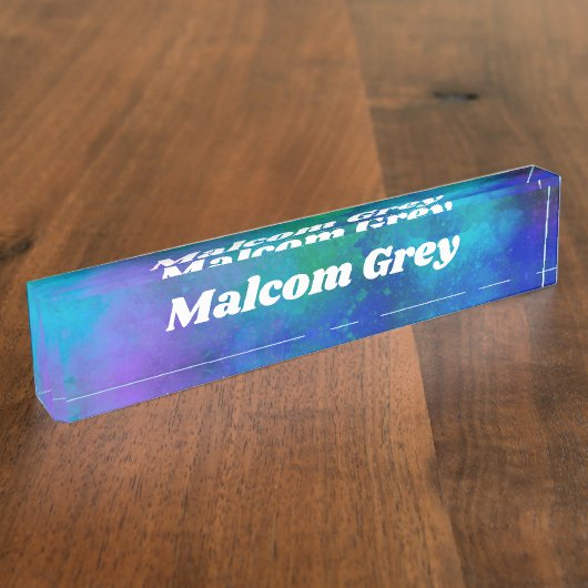 Galaxy Paint Splatter-effect Naambordje (Zijkant)