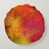 Galaxy Paint Splatter effect Rood Geel Rond Kussen (Achterkant)