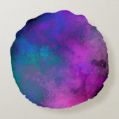 Galaxy Paint Splatter effect roze blauw groen Rond Kussen (Achterkant)