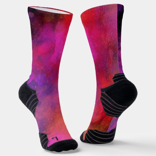 Galaxy Paint Splatter effect Roze Paarse Sokken (Gebogen)