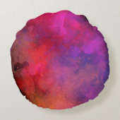 Galaxy Paint Splatter effect roze Rood Rond Kussen (Achterkant)