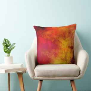 Galaxy Paint Splatter effect roze sinaasappel geel Kussen