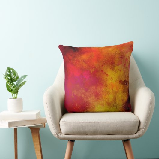 Galaxy Paint Splatter effect roze sinaasappel geel Kussen (Stoel)
