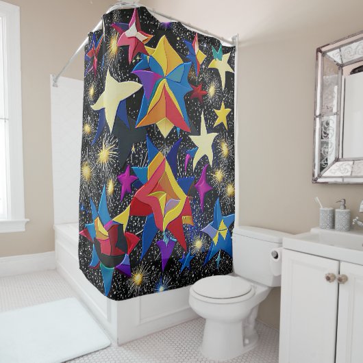 Galaxy paradise - Vibrant Abstract Starry Night Douchegordijn (In situ)