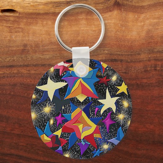 Galaxy paradise - Vibrant Abstract Starry Night Sleutelhanger (Achterkant)