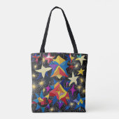 Galaxy paradise - Vibrant Abstract Starry Night Tote Bag (Achterkant)