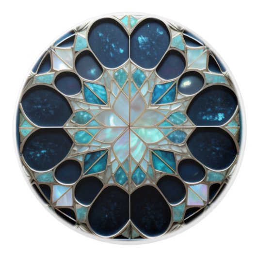 Galaxy parel Winter geïnspireerd blauw blauwgroen  Keramische Knop (Voorkant)