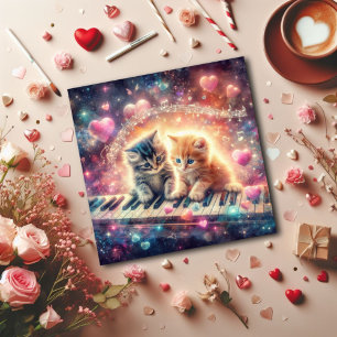 Galaxy Pastel Hearts Muziek Kittens Valentijnse Feestdagenkaart