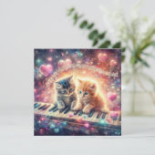 Galaxy Pastel Hearts Muziek Kittens Valentijnse  Feestdagenkaart (Staand voorkant)