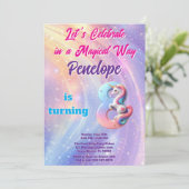 Galaxy Pastel Unicorn 8e verjaardag Magisch meisje Kaart (Staand voorkant)