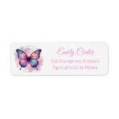 Galaxy Pastel Vlinder Spetter Retouradres Etiket (Voorkant)