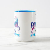 Galaxy Pattern Unicorn gelooft design Tweekleurige Koffiemok (Center)