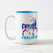 Galaxy Pattern Unicorn gelooft design Tweekleurige Koffiemok (Links)