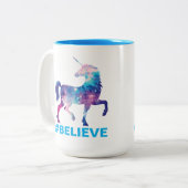 Galaxy Pattern Unicorn gelooft design Tweekleurige Koffiemok (Voorkant links)