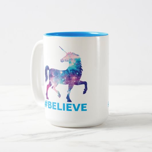 Galaxy Pattern Unicorn gelooft design Tweekleurige Koffiemok (Voorkant links)