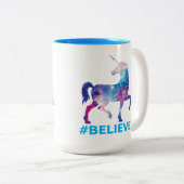 Galaxy Pattern Unicorn gelooft design Tweekleurige Koffiemok (Voorkant rechts)