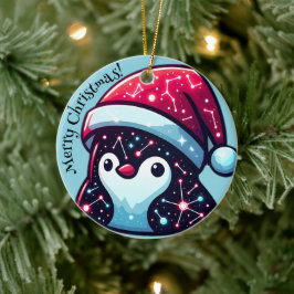 Galaxy Penguin | Kosmisch Kerst Keramisch Ornament
