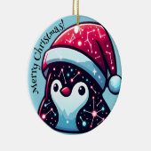 Galaxy Penguin | Kosmisch Kerst Keramisch Ornament (Rechts)
