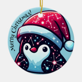 Galaxy Penguin | Kosmisch Kerst Keramisch Ornament